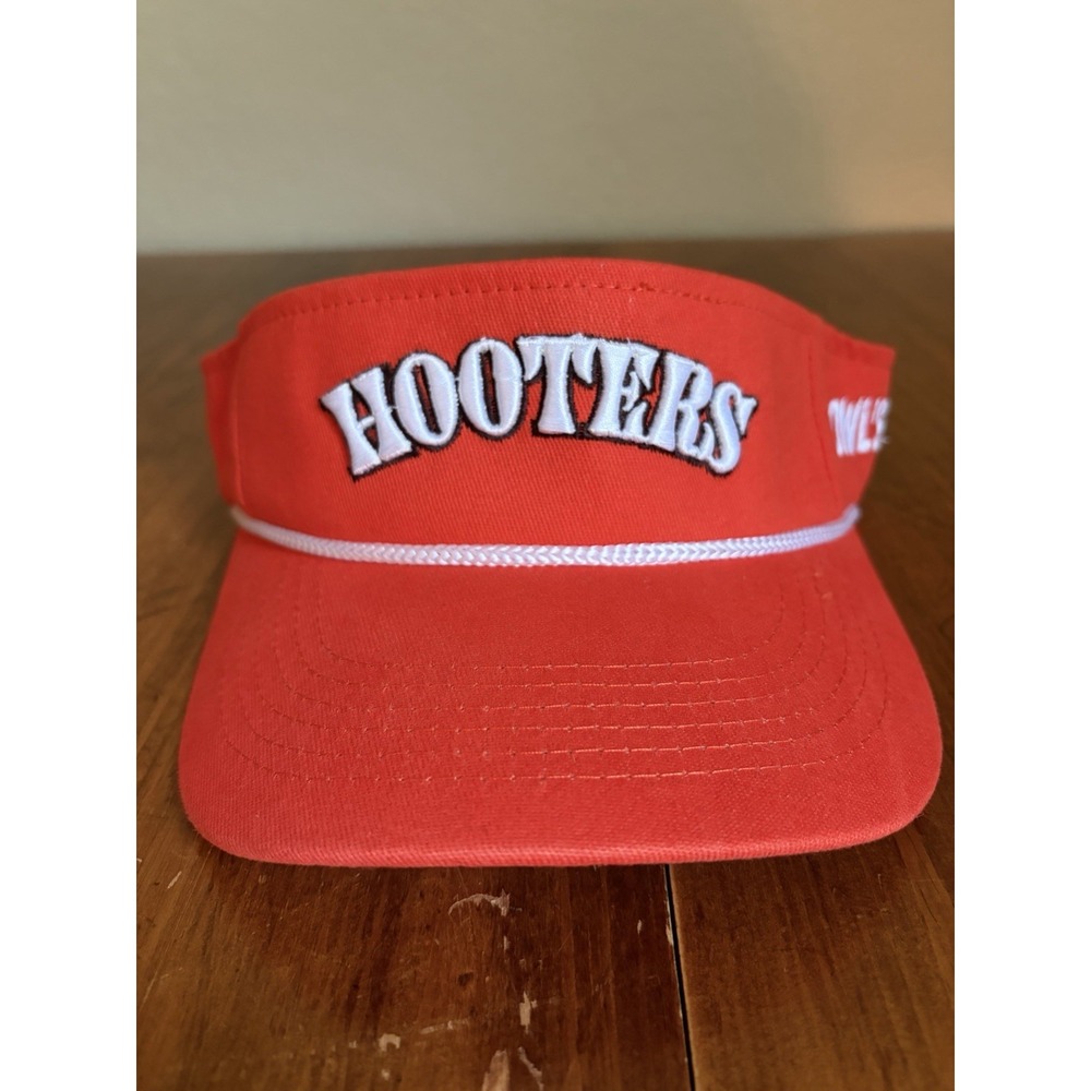 Vintage HOOTERS Owl's Nest Visor Hat Orange Rope Adult Cap Adjustable Golf